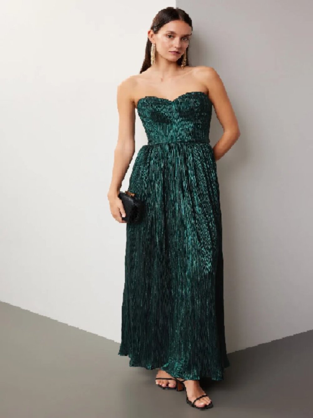 Dress The Population Audrina Emerald Green Metallic Strapless Gown $268 original